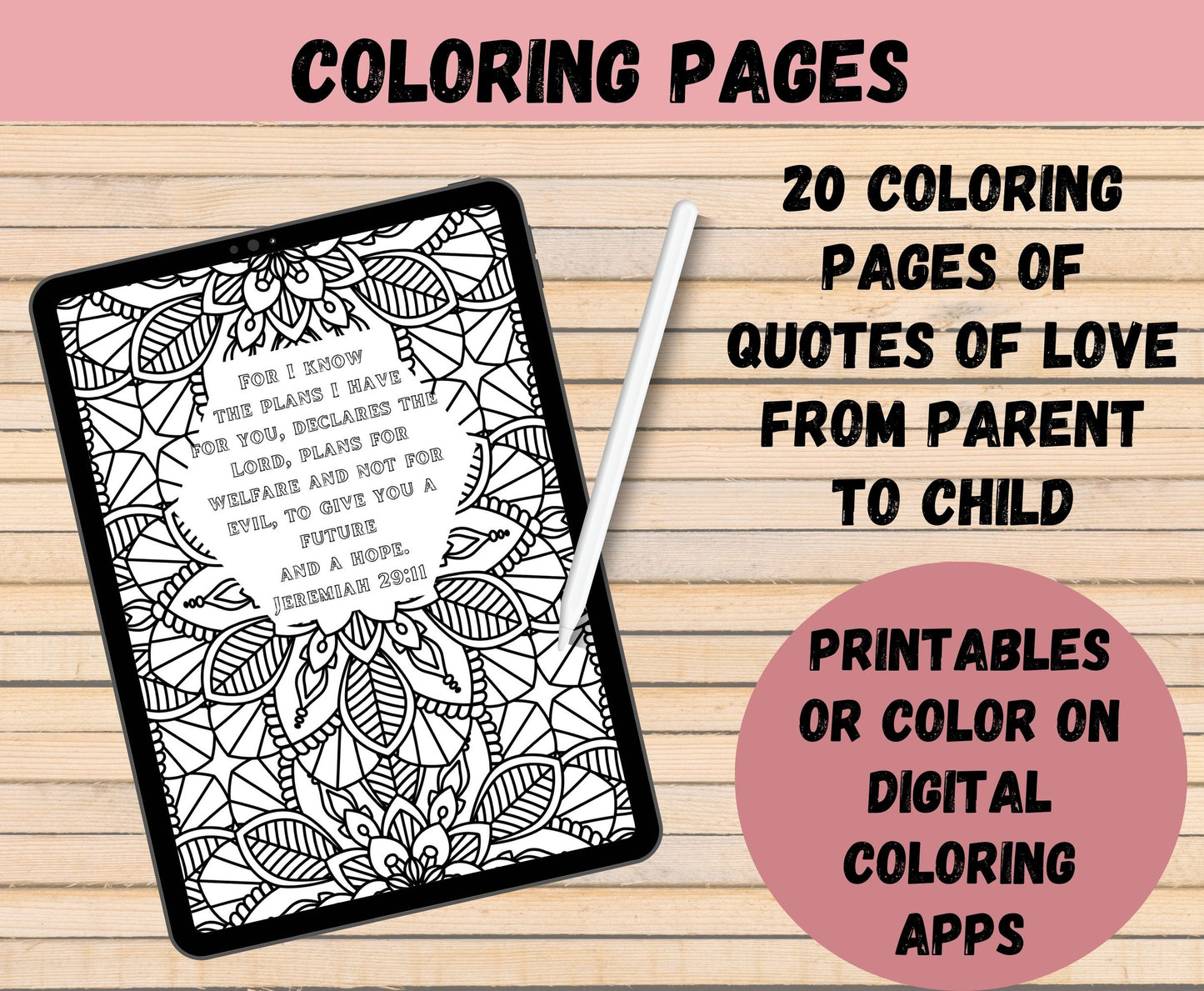 Bible Verses V4 - Digital Printable Bible Verse Coloring Book, Adult Coloring