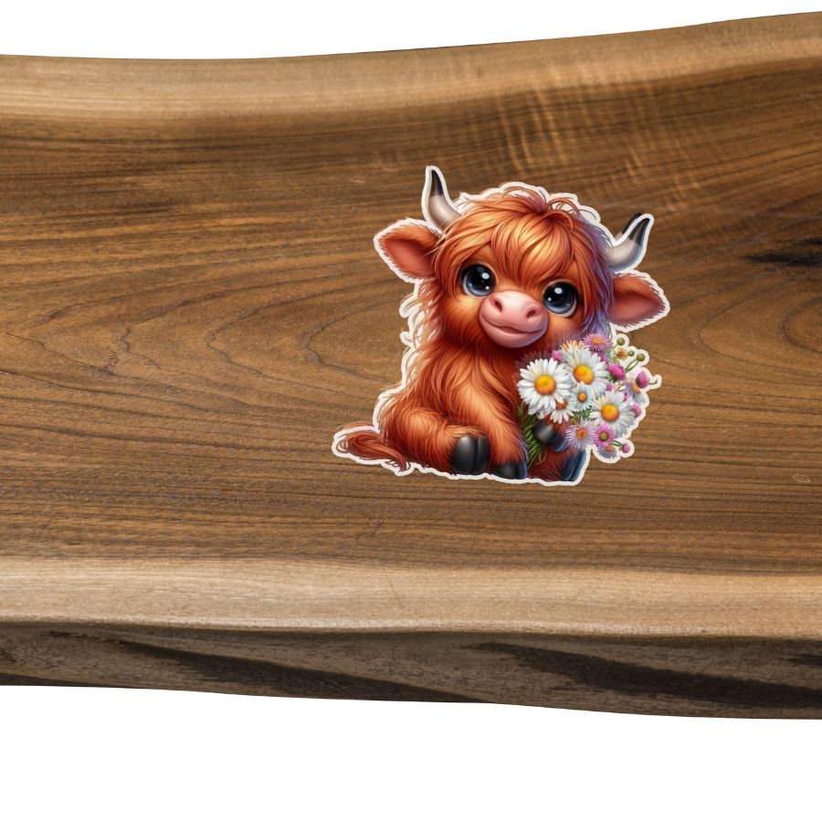 Sticker: Highland Daisy Cow Scrapbooking Sticker (STRK07)