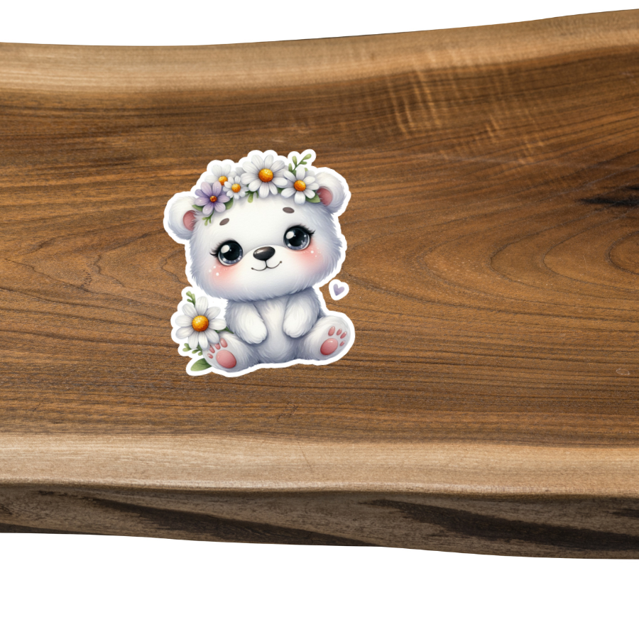 Sticker: Daisy White Bear Scrapbooking Sticker (STKR04)