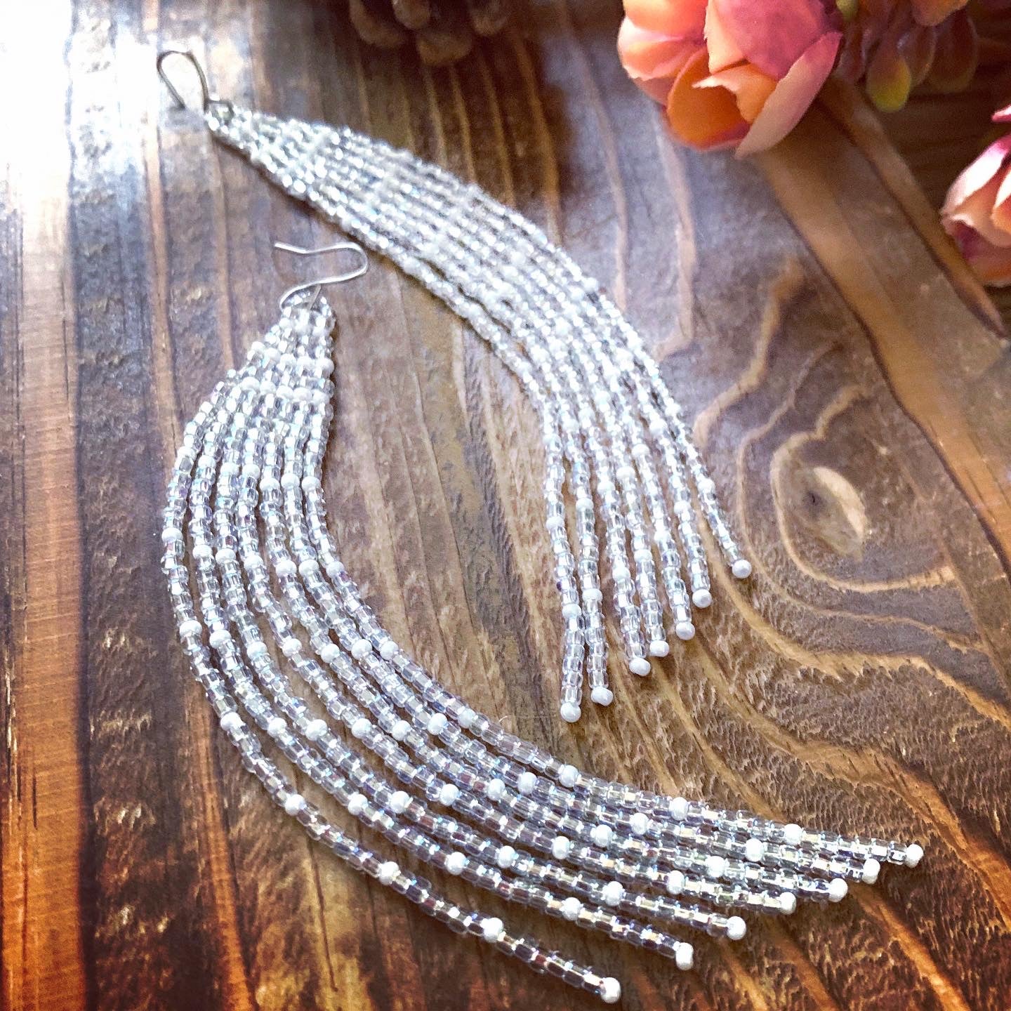 Shoulder Duster : Haley's Comet - White | Fringe Earrings