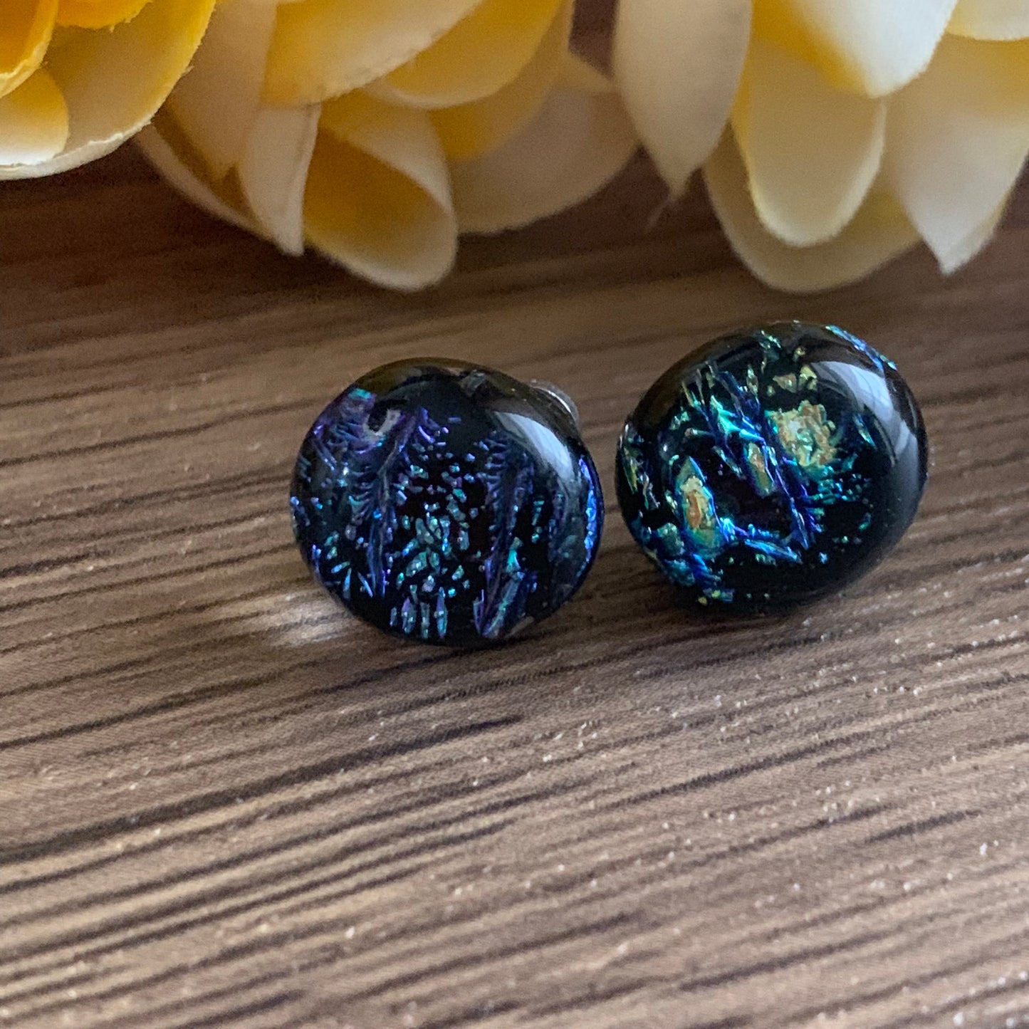 Fused Glass Earring Studs | Storm Clouds FGE45