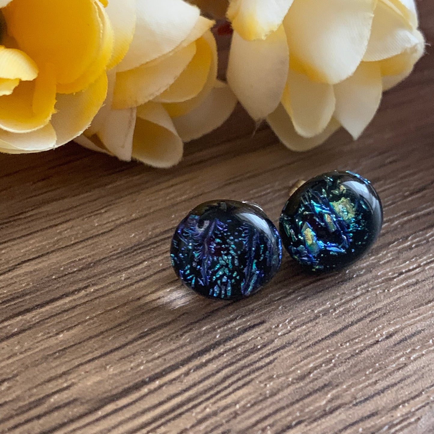 Fused Glass Earring Studs | Storm Clouds FGE45