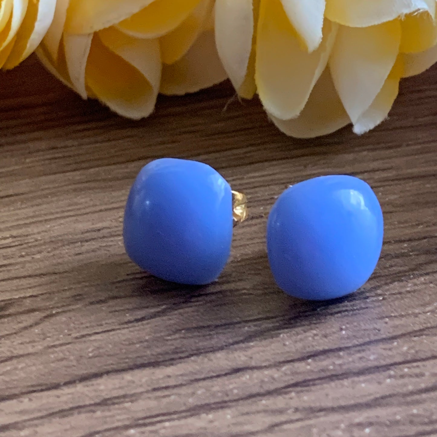 Fused Glass Earring Studs | Lavender SQ - FGE52