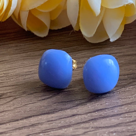 Fused Glass Earring Studs | Lavender SQ - FGE52