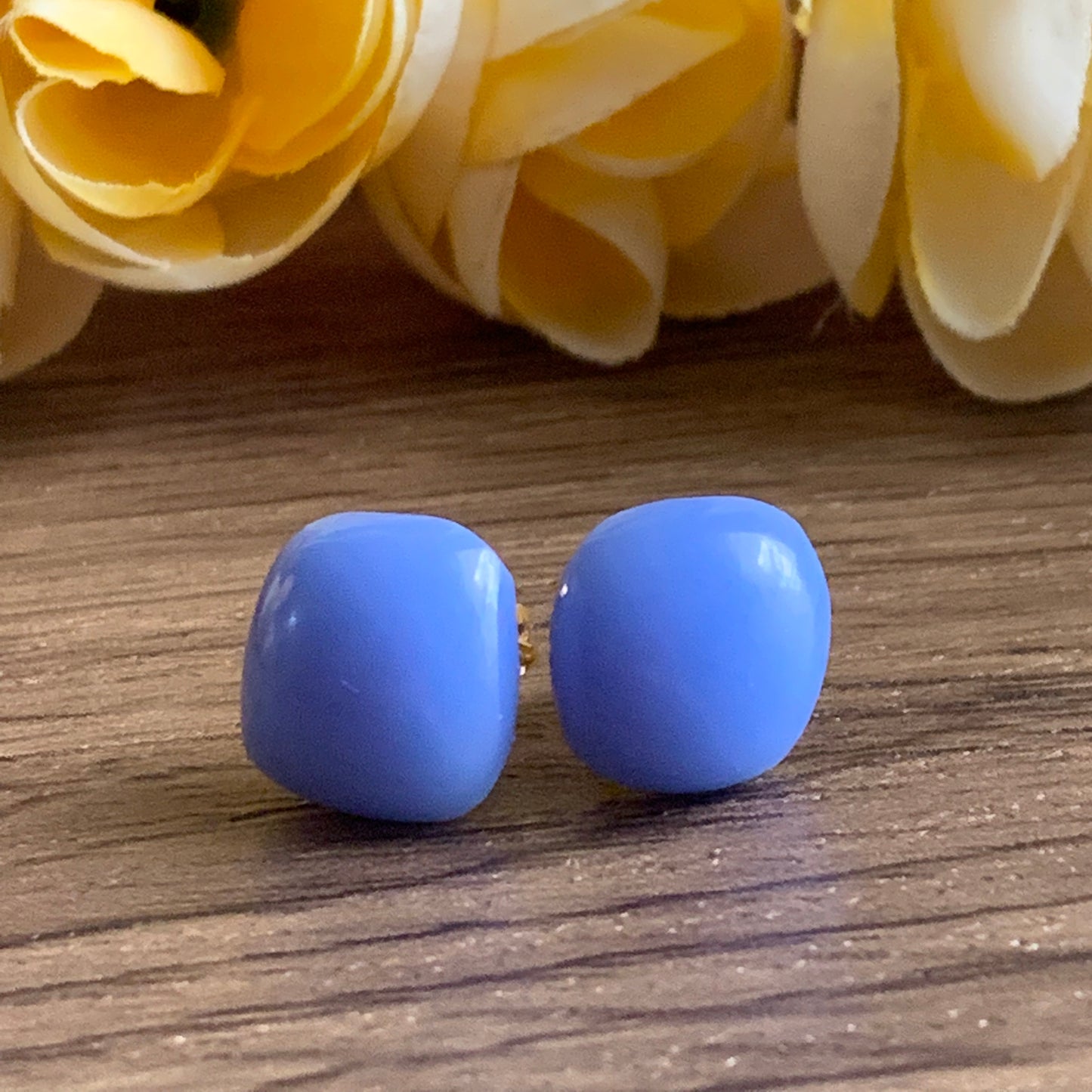 Fused Glass Earring Studs | Lavender SQ - FGE52