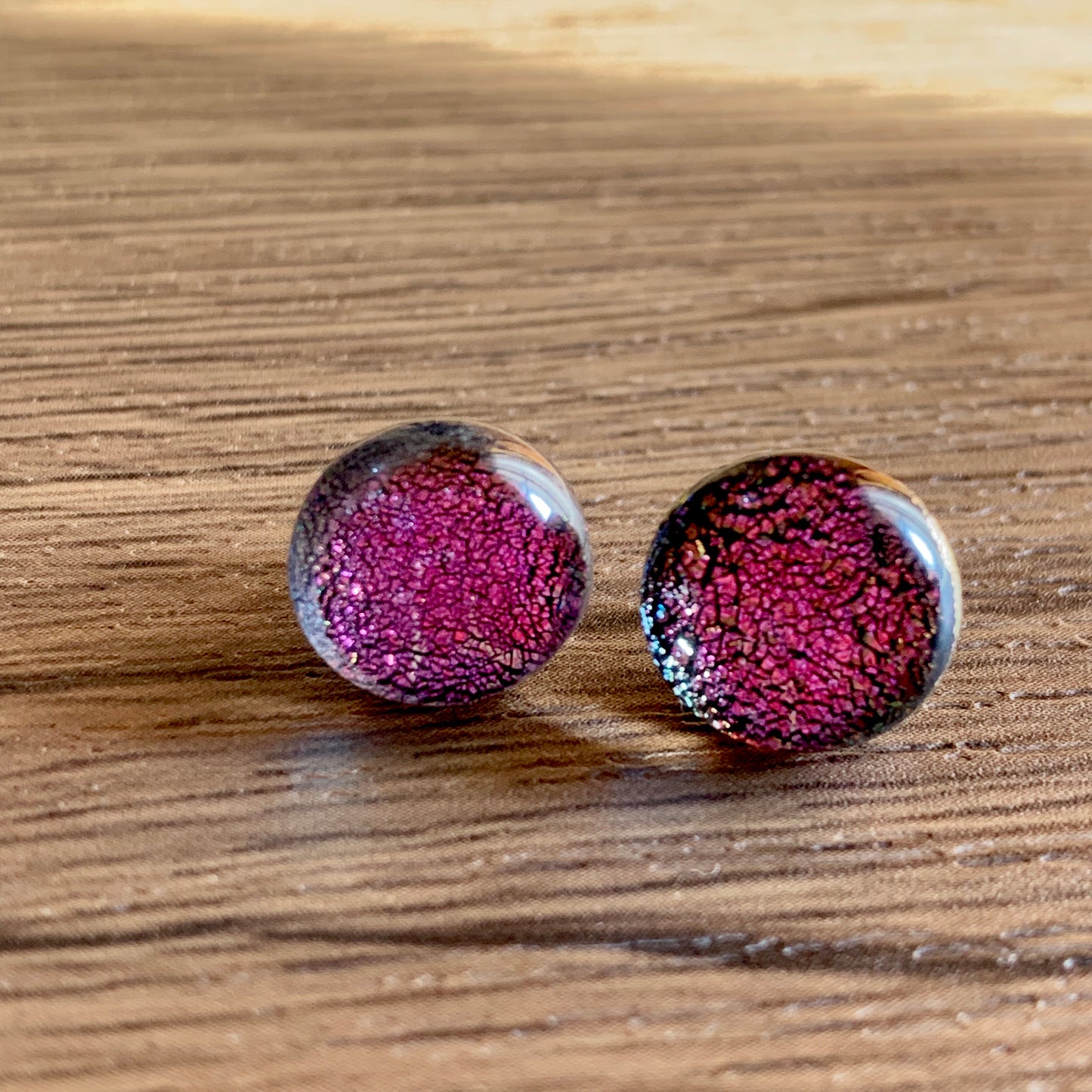 Fused Glass Earring Studs | Party Pink - FGE53