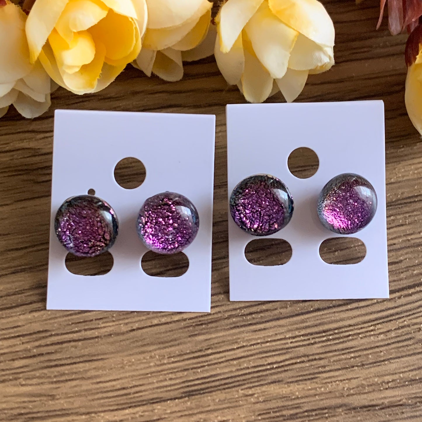 Fused Glass Earring Studs | Party Pink - FGE53