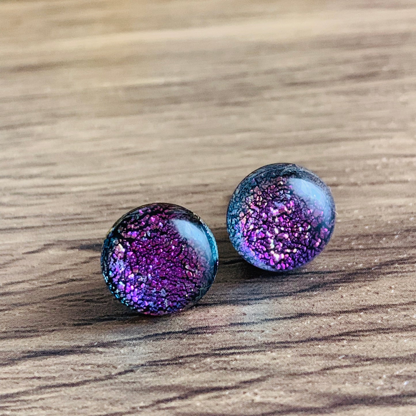 Fused Glass Earring Studs | Party Pink - FGE53