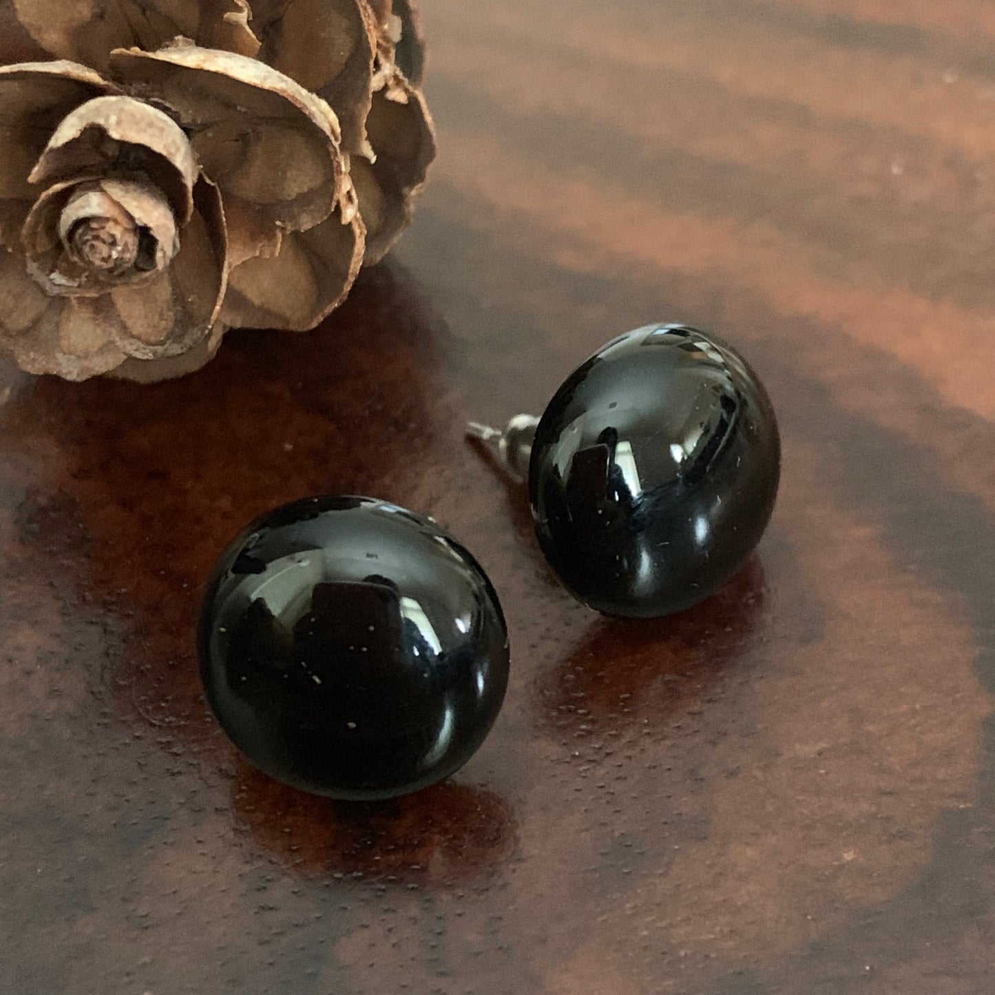 Fused Glass Earring Studs  | Midnight - FGE67