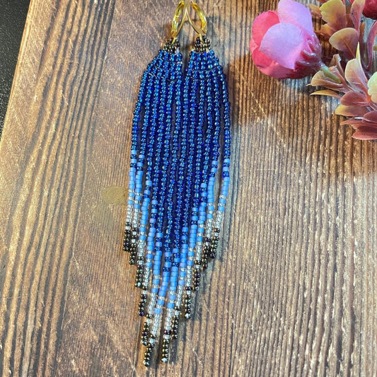 Blue Beadwork Fringe