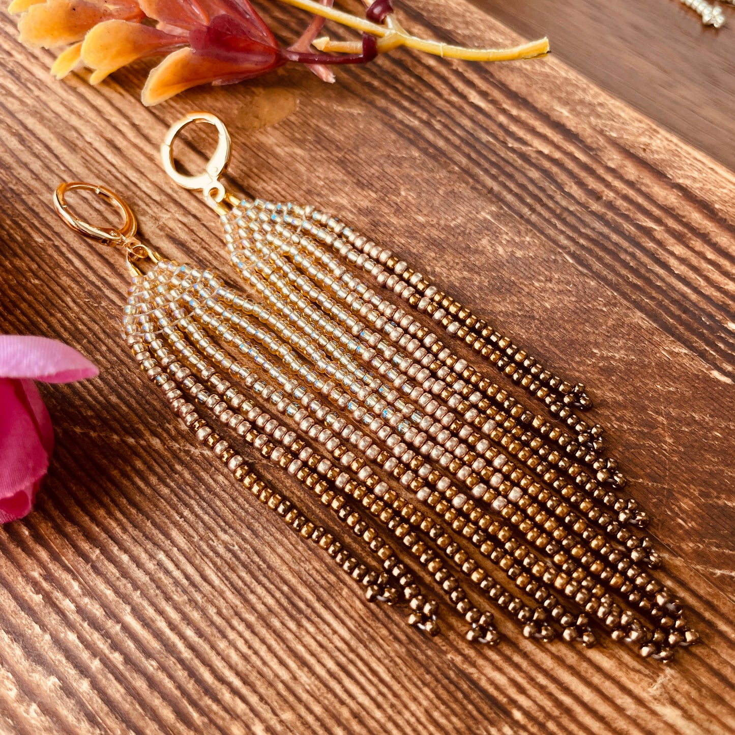 Color Pop : Cream to Bronze | Fringe Earrings