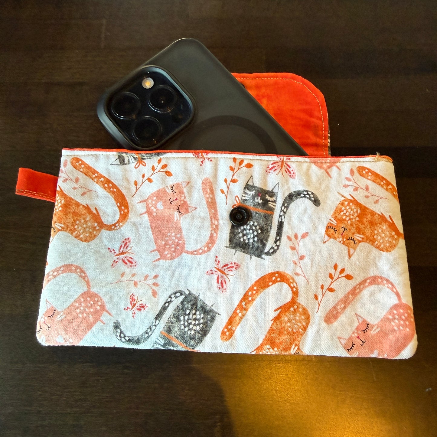 Cellphone Pouch - Cat Orange & Grey
