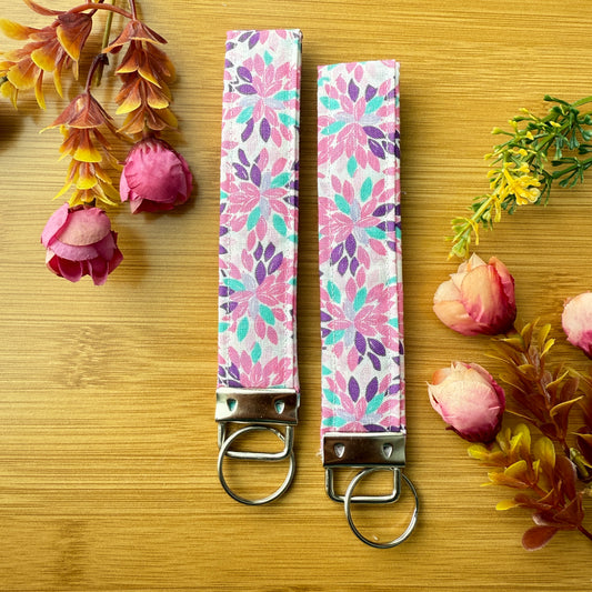 Fabric Key Fob (KF13) - Pink & Aqua Floral