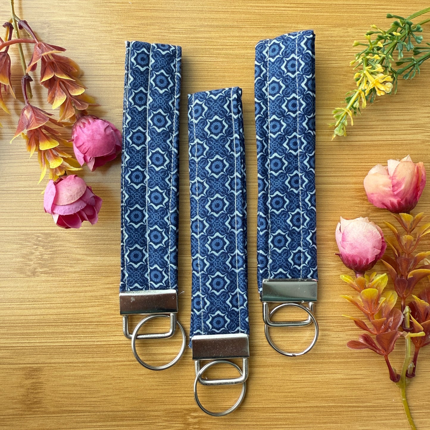 Fabric Key Fob (KF14) - Denim Blue