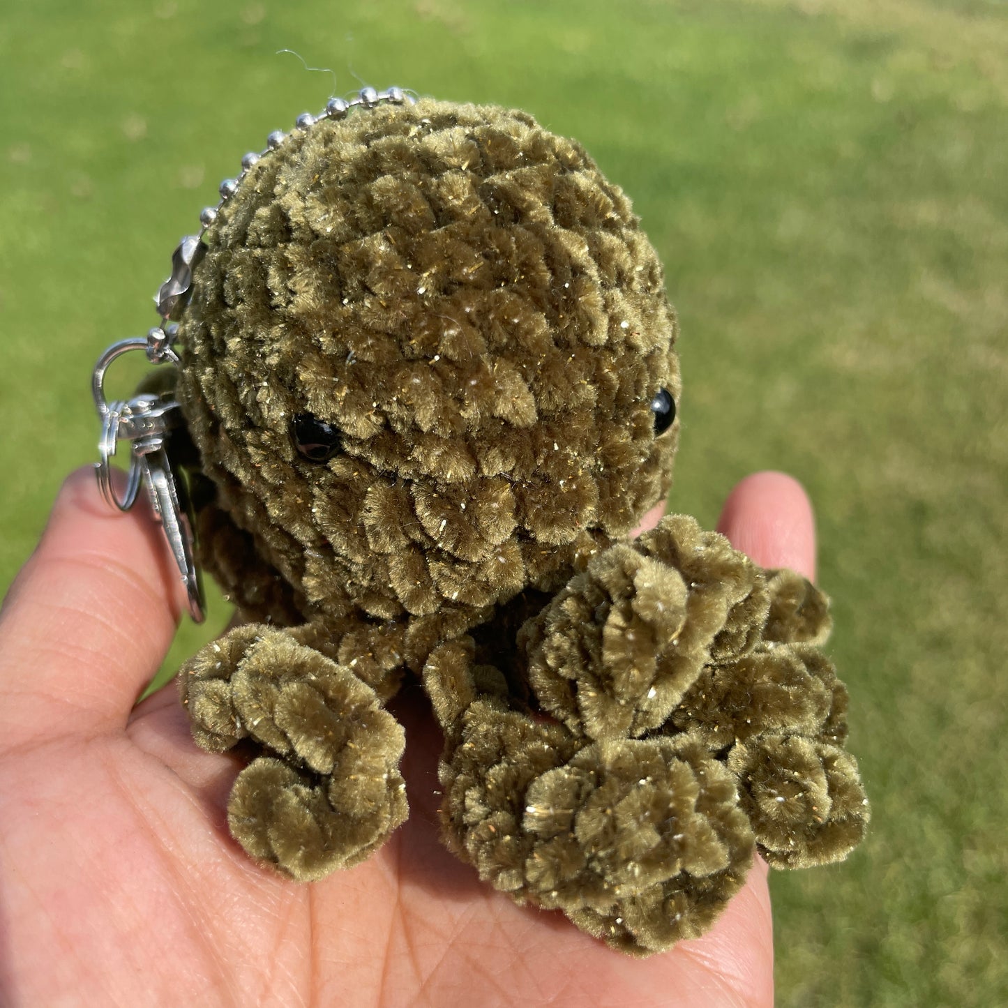 Velvet Octo Plushy Keychain - Army Green