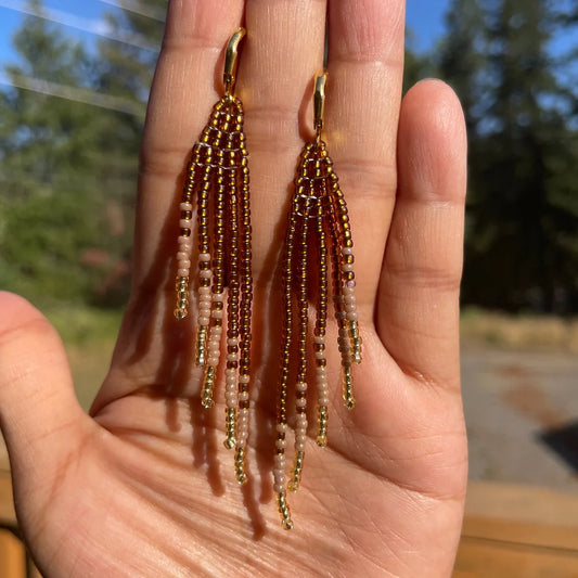 Color Pop Mini : Bronze to Cream Mini | Fringe Earrings