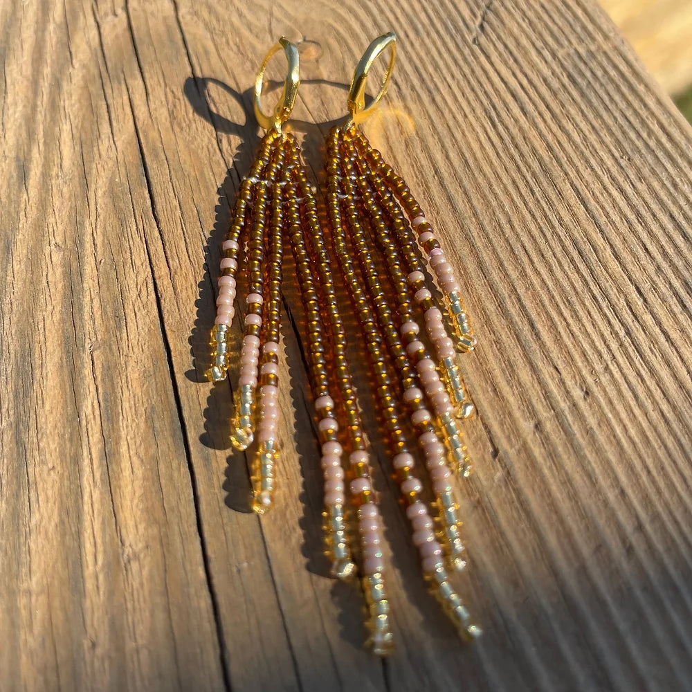 Color Pop Mini : Bronze to Cream Mini | Fringe Earrings