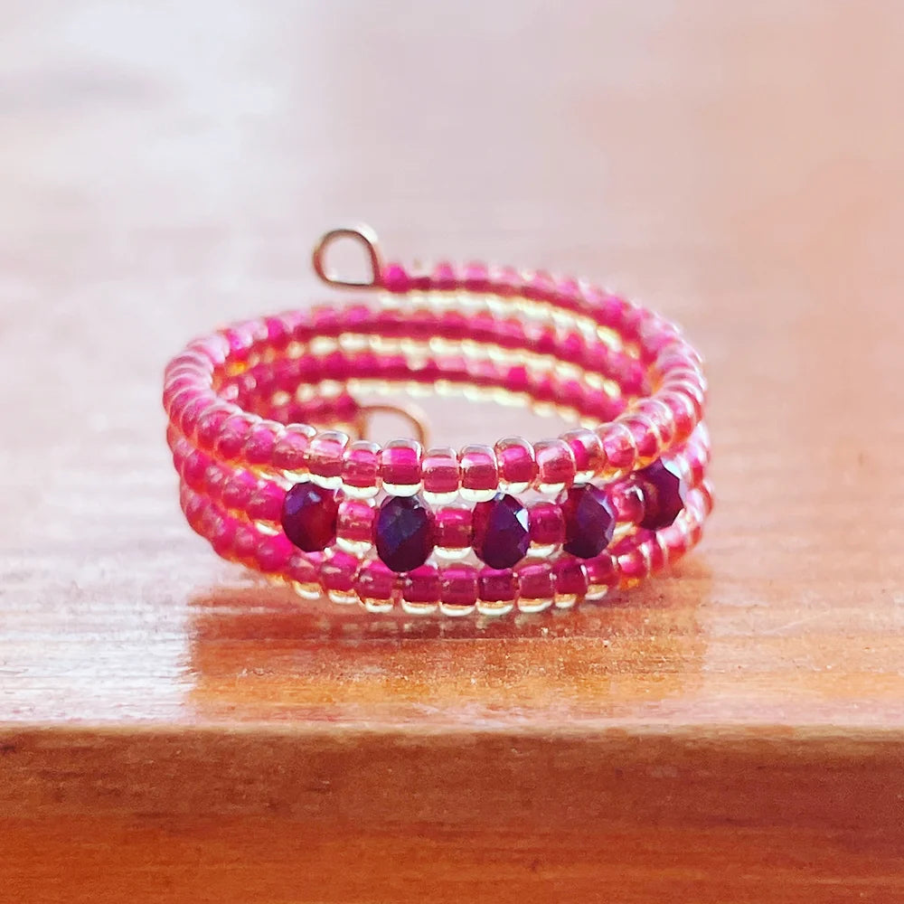 Beaded Ring - Pink