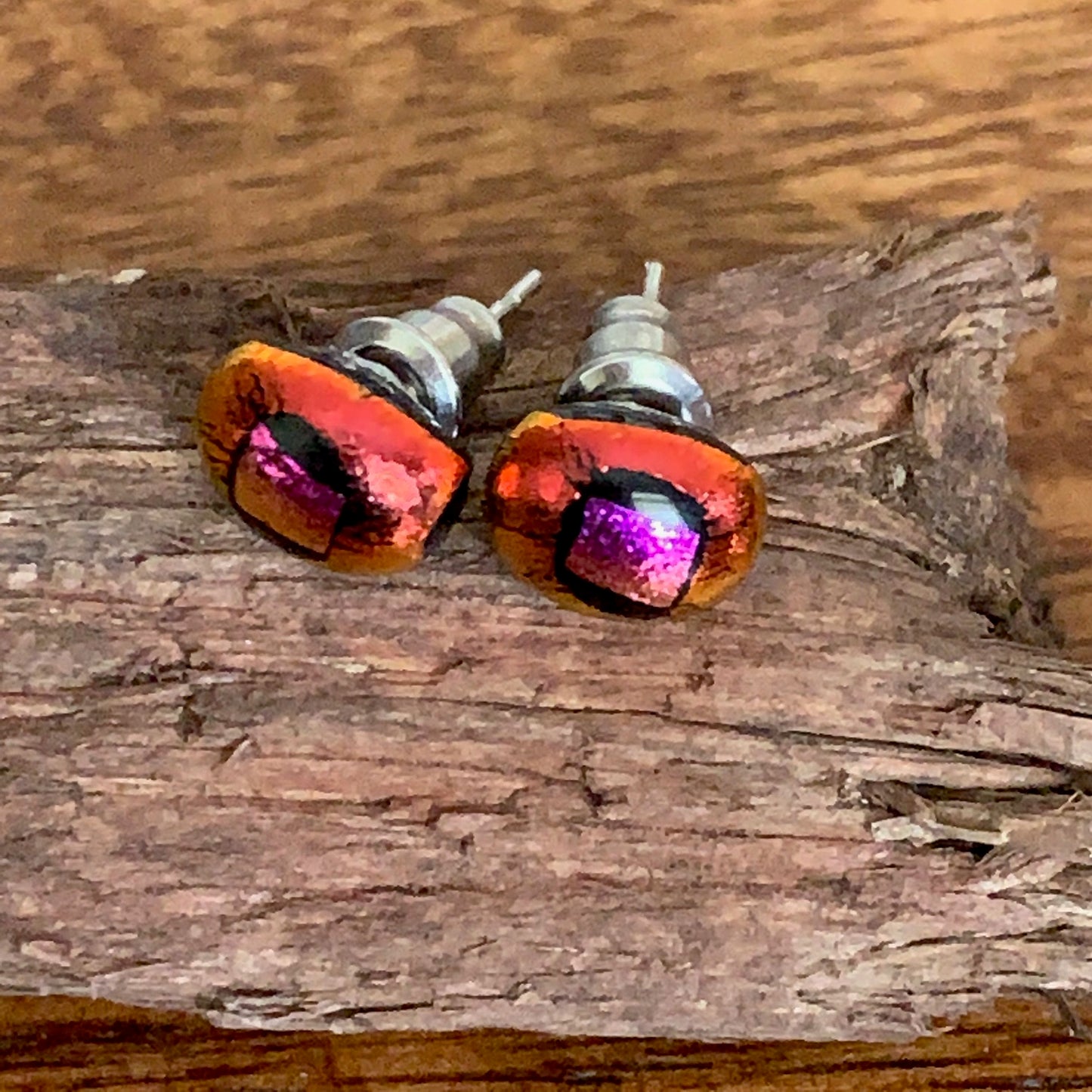 Fused Glass Earring Studs | Metal Eye - FGE09