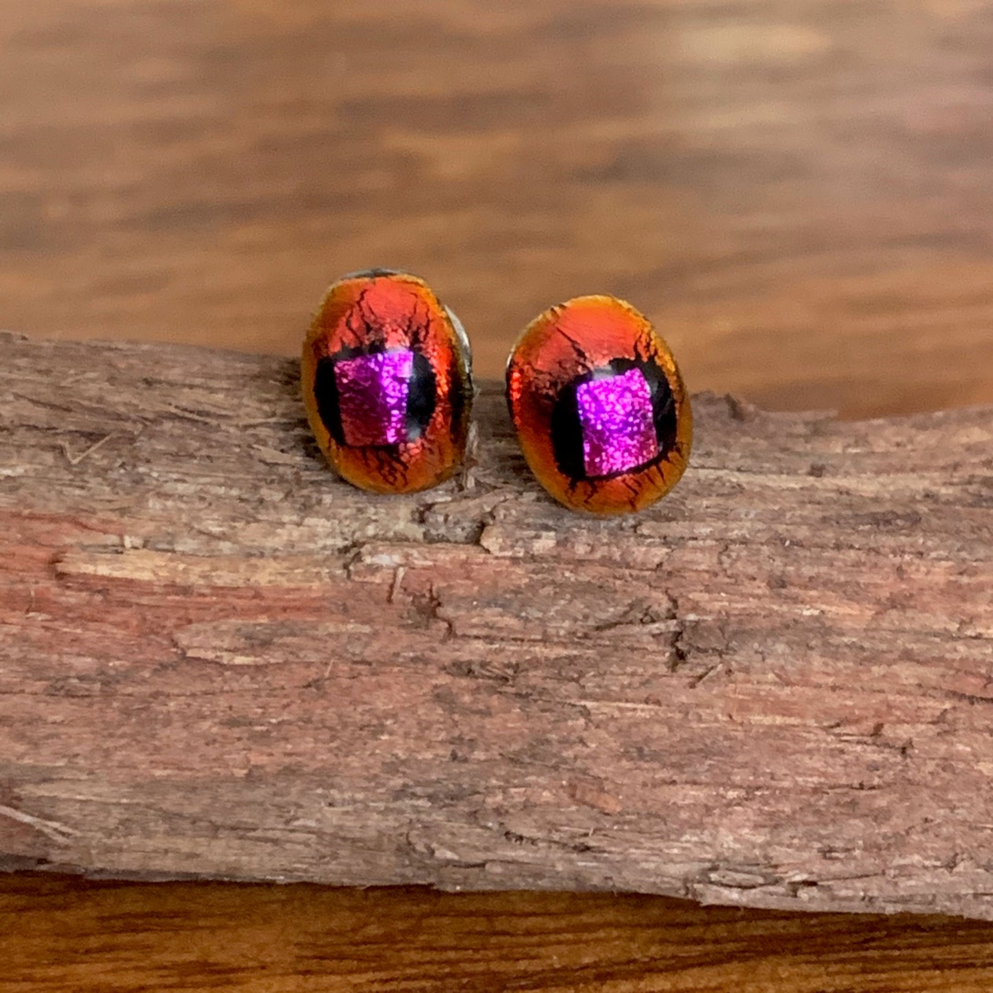 Fused Glass Earring Studs | Metal Eye - FGE09