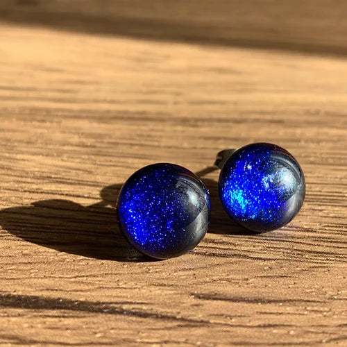 Fused Glass Earring Studs | Bluer Than Blue - FGE22