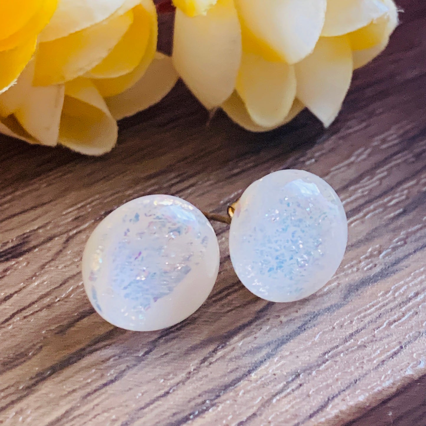 Fused Glass Earring Studs | New Moon - FGE46