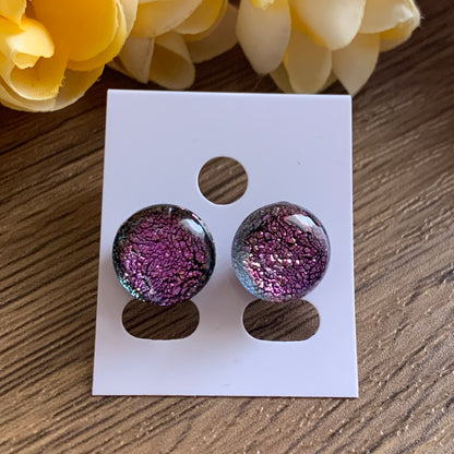 Fused Glass Earring Studs | Party Pink - FGE53