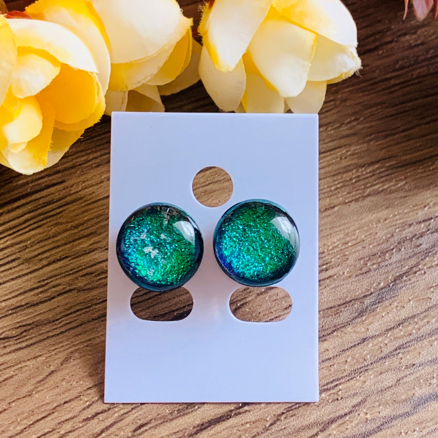 Fused Glass Earring Studs  | Lucky - FGE65