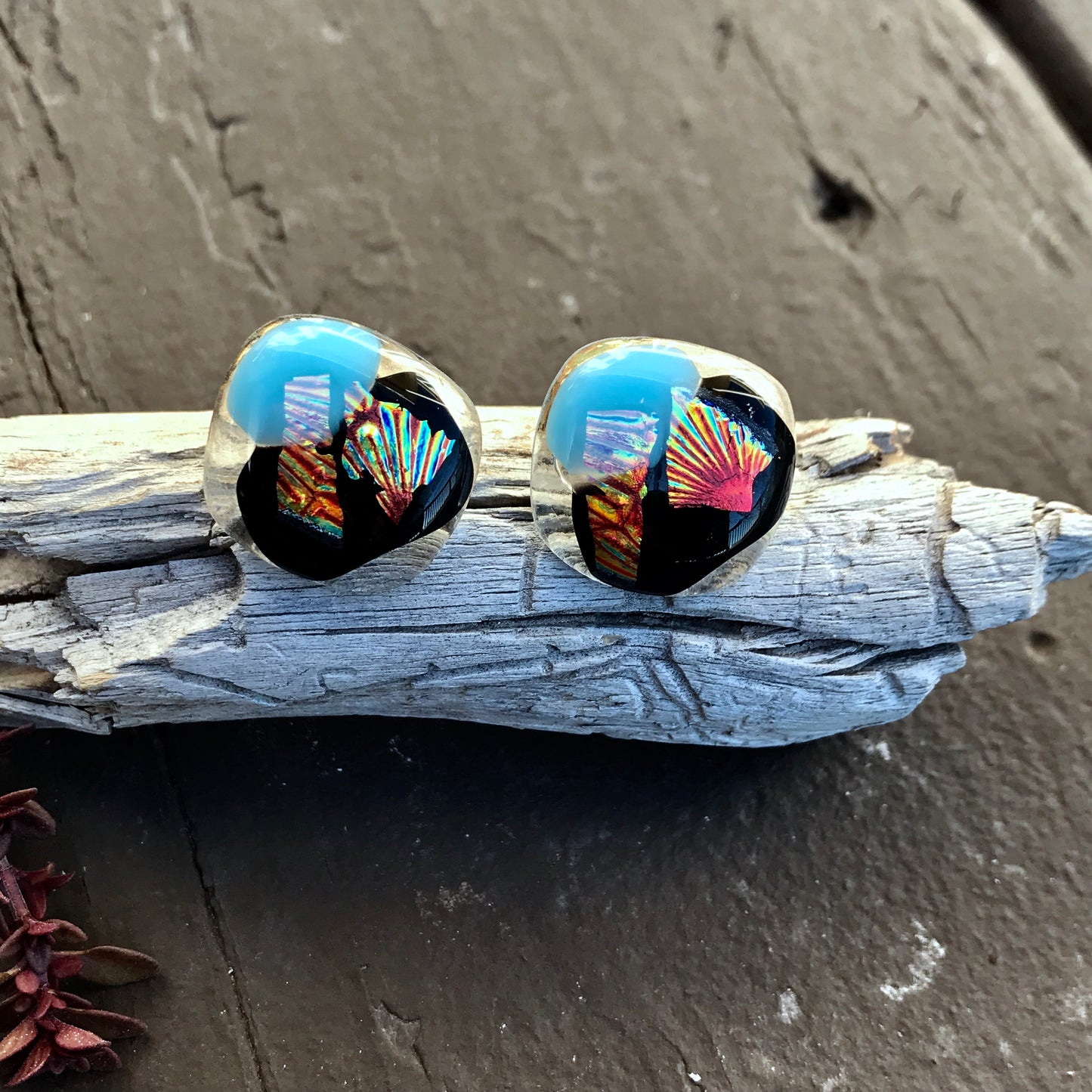 Fused Glass Earring Studs  | Plume - FGE68