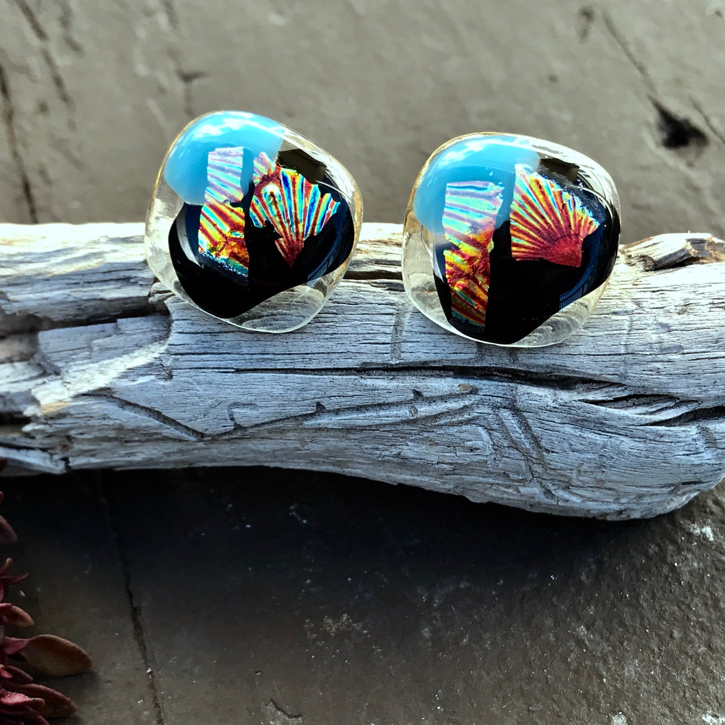 Fused Glass Earring Studs  | Plume - FGE68