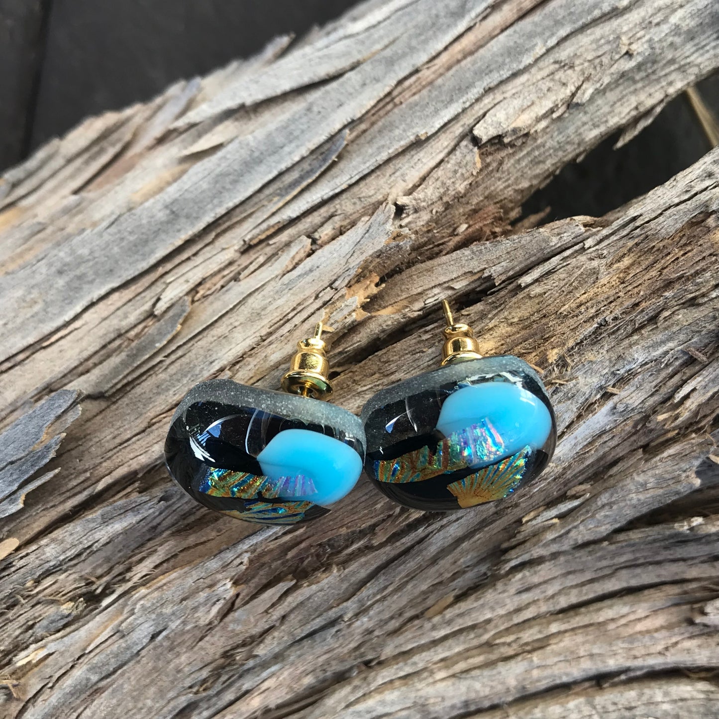 Fused Glass Earring Studs  | Plume - FGE68