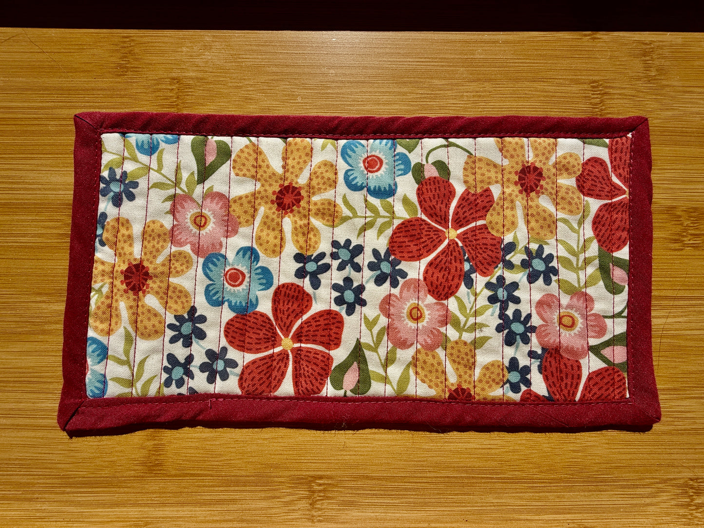 Coffee Mug Rug - Snack Mat (Flowers w/ Binding)