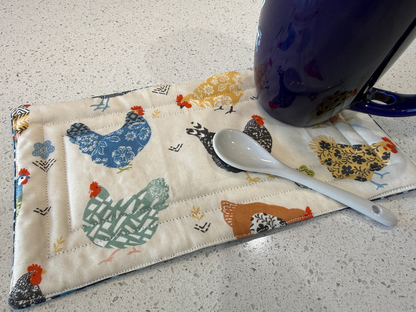 Coffee Mug Rug - Snack Mat (Chickens)