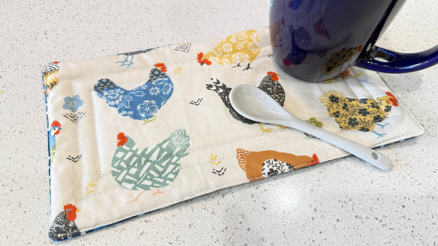 Coffee Mug Rug - Snack Mat (Chickens)
