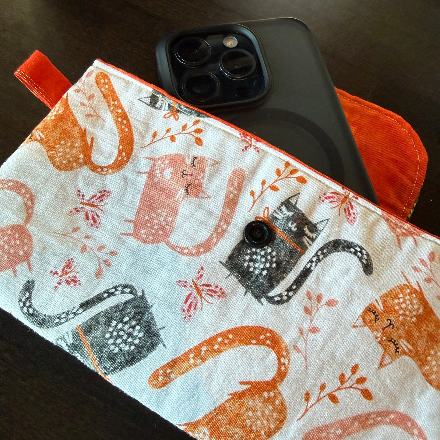 Cellphone Pouch - Cat Orange & Grey