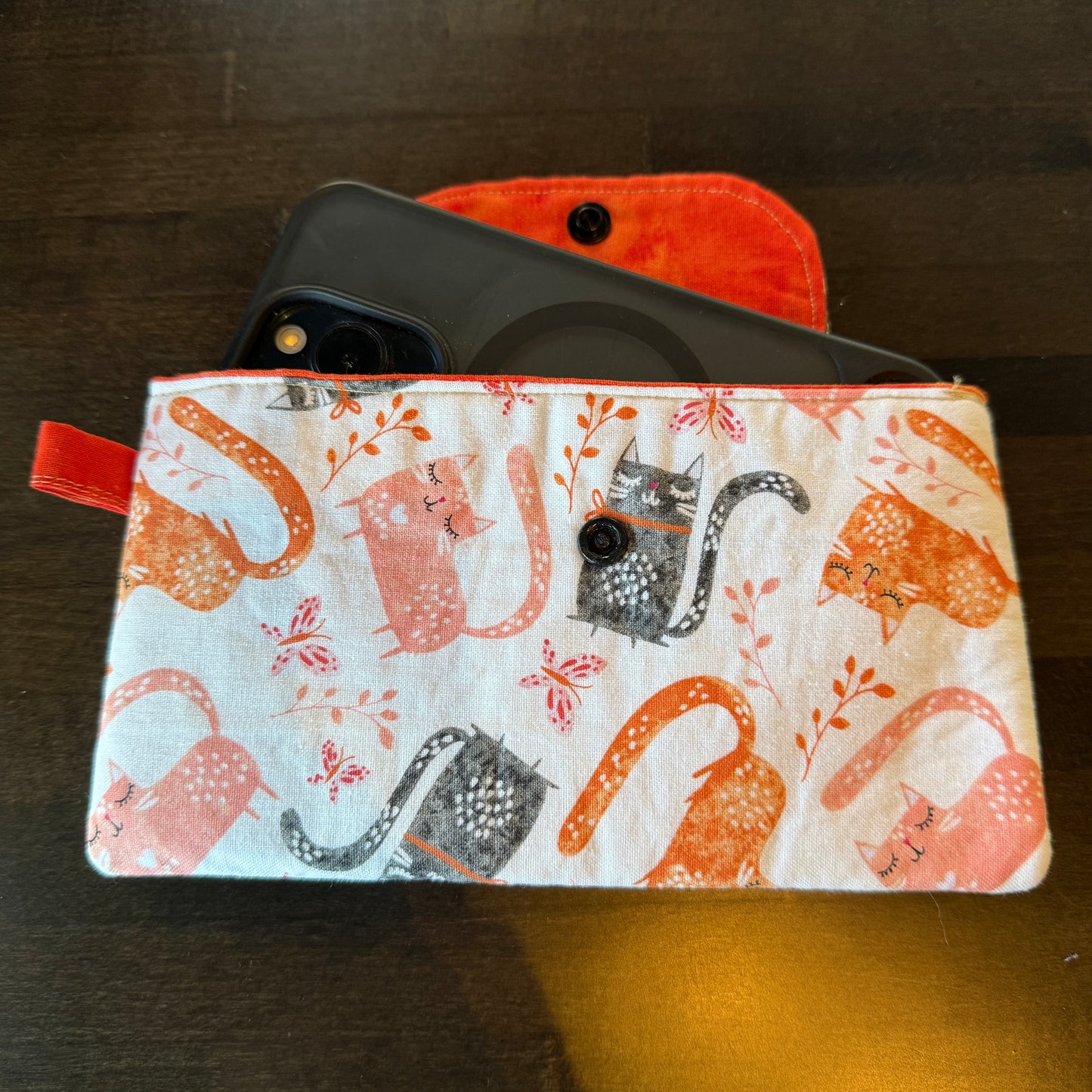 Cellphone Pouch - Cat Orange & Grey