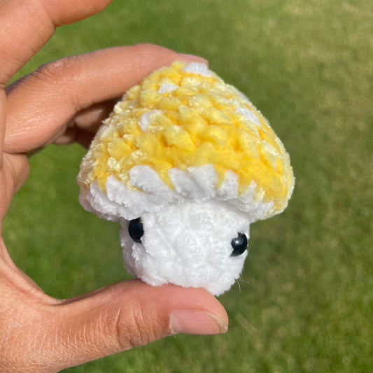 Velvety Mushroom Fidget Pop Top Keychain - Yellow & White