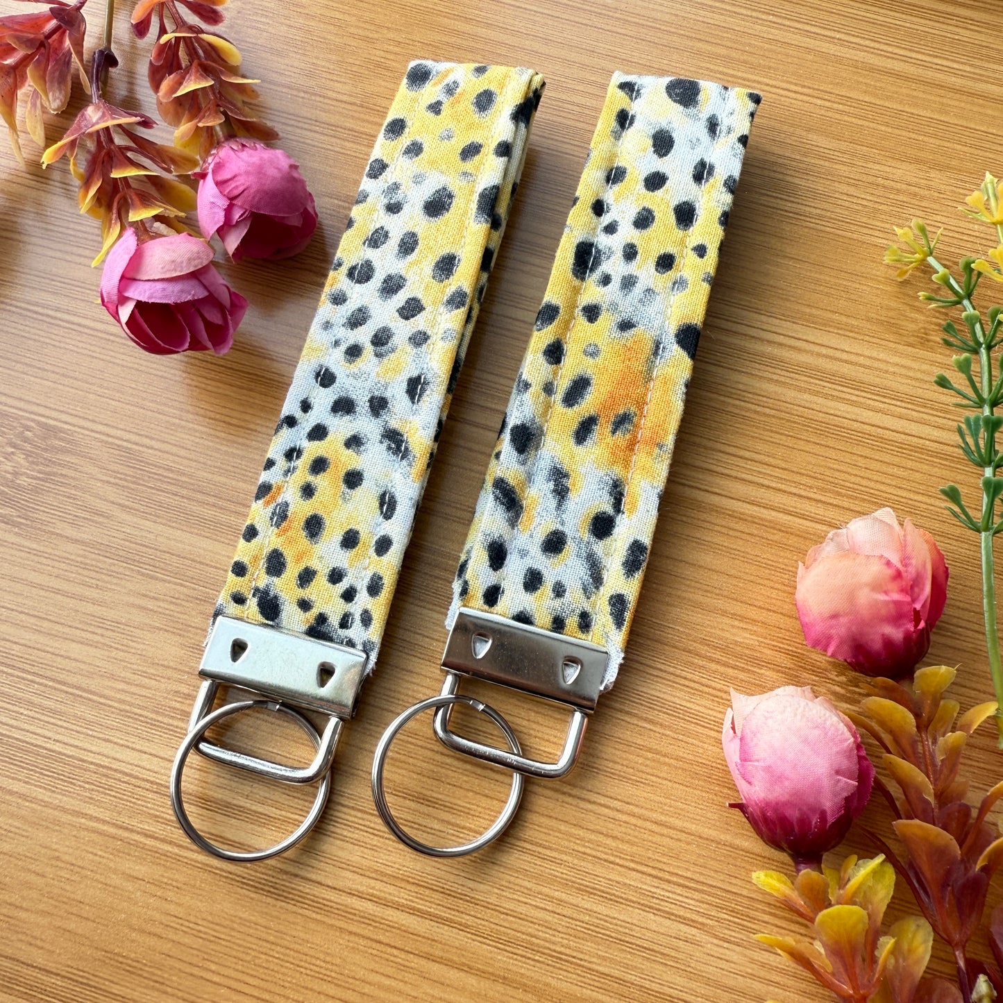 Fabric Key Fob (KF09) - Yellow Animal Print