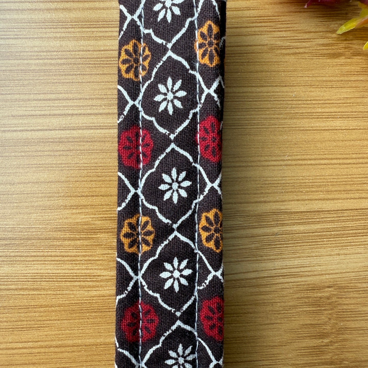 Fabric Key Fob (KF17) - Red Orange Flowers