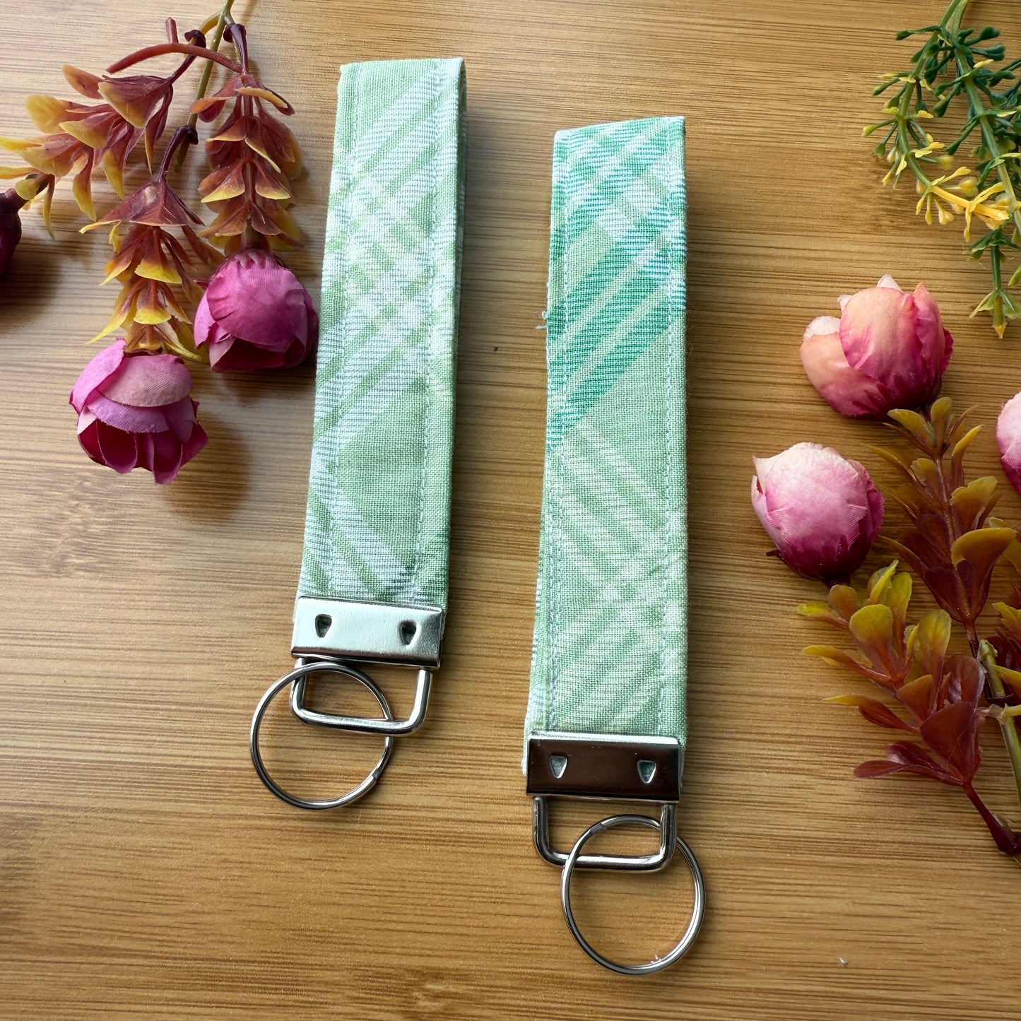 Fabric Key Fob (KF21) - Green checks