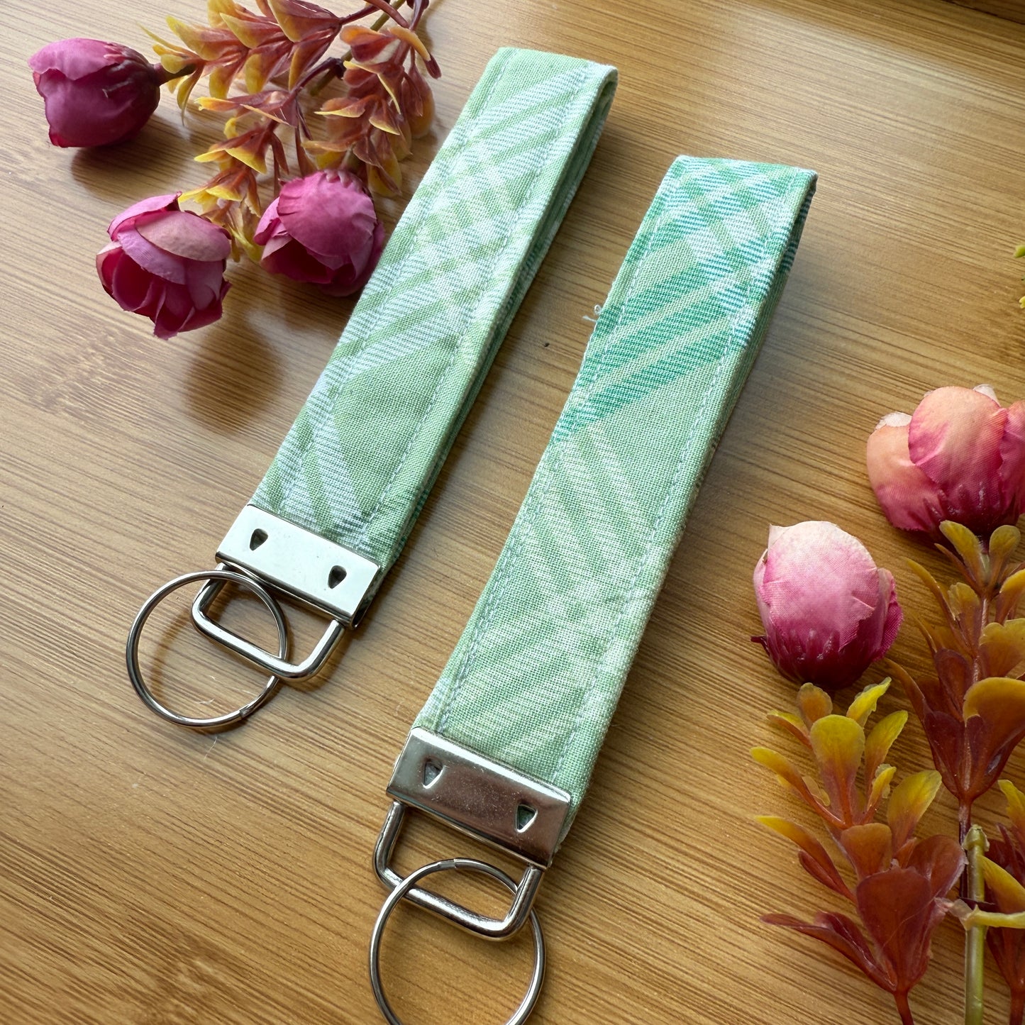 Fabric Key Fob (KF21) - Green checks