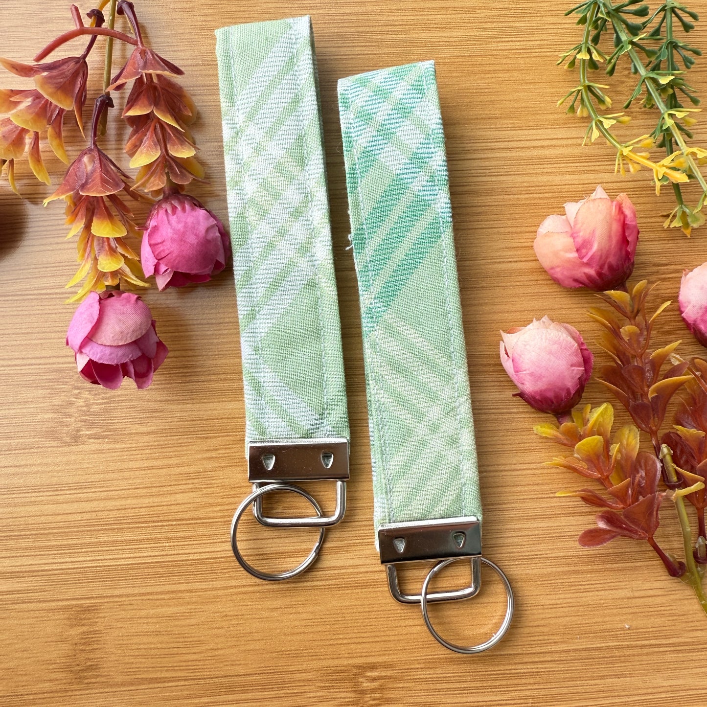 Fabric Key Fob (KF21) - Green checks