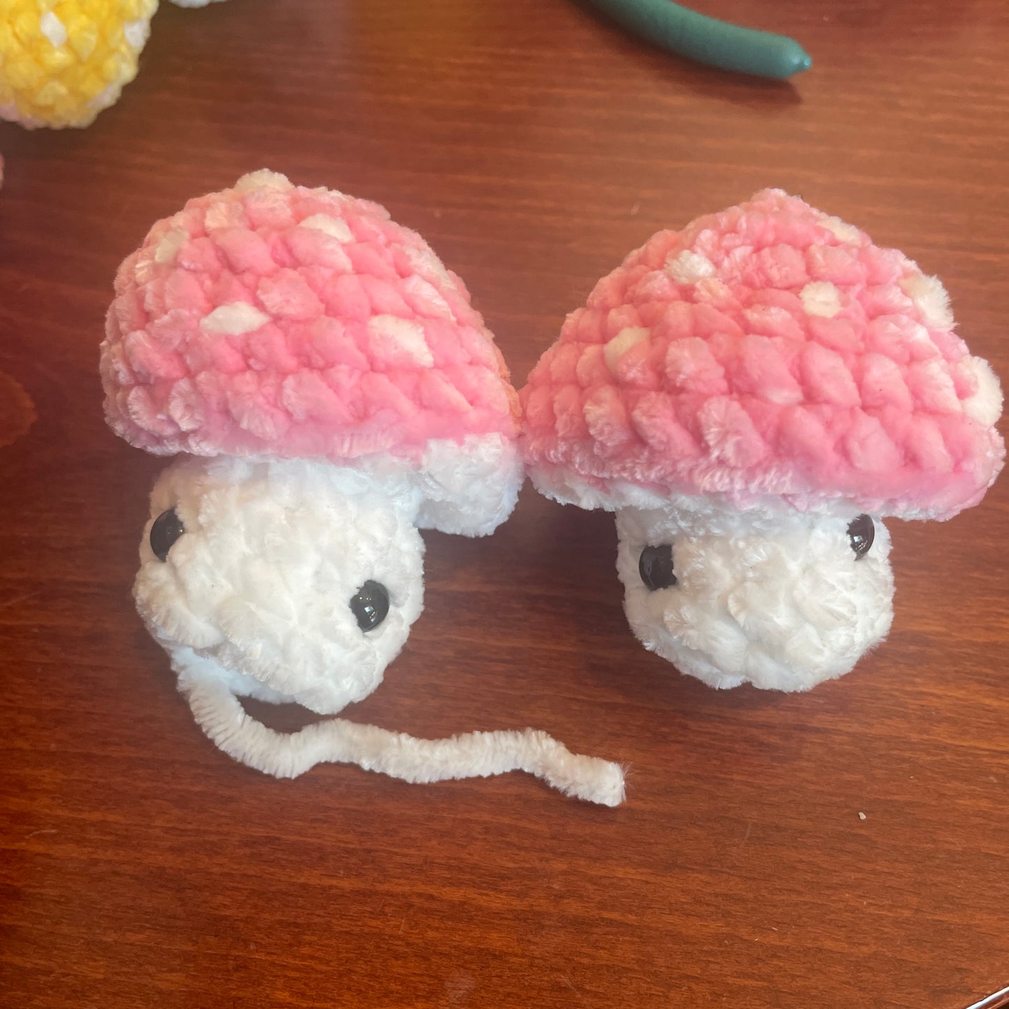 Velvety Mushroom Fidget Pop Top Keychain - Pink top & White